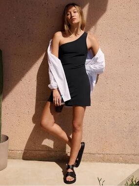 Abercrombie Traveler Mini Dress One Shoulder Black Built In Shorts Women’s SP